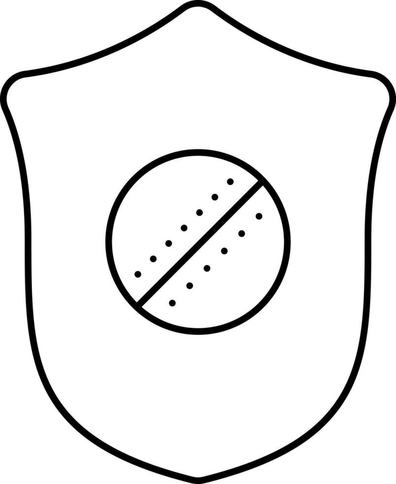 Cricket Shield Icon In Black Outline. vector