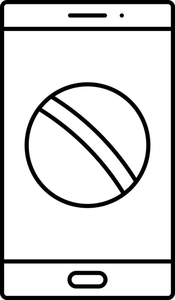 Isolated Ball With Smartphone Icon In Line Art. vector