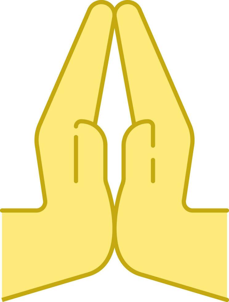 Yellow Hand Fold Icon Or Symbol. vector