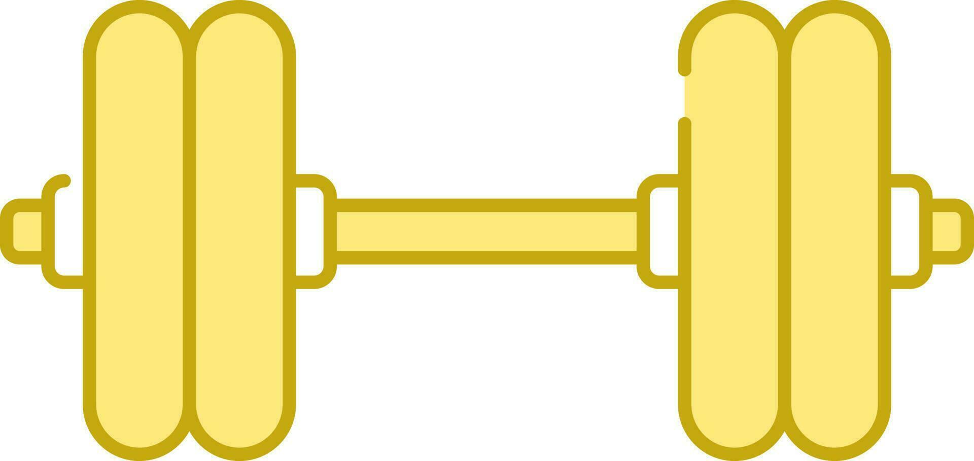 Yellow Dumbbell Icon In Flat Style. vector