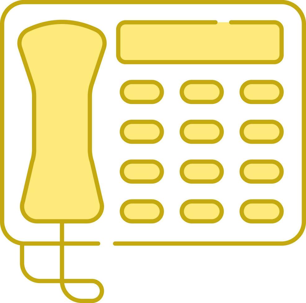 Yellow And White Telephone Icon Or Symbol. vector