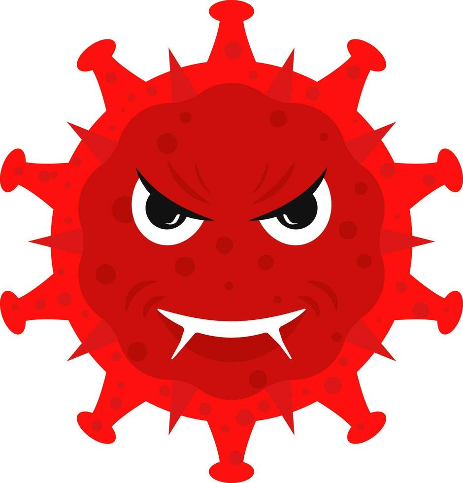 Red Evil Virus Emoji Icon In Flat Style. vector