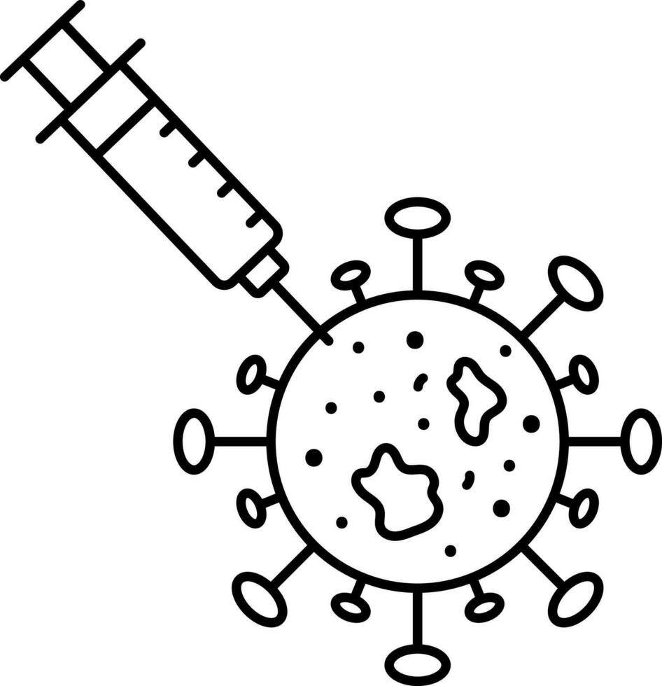Black Stroke Illustration Of Virus Injection Icon. vector
