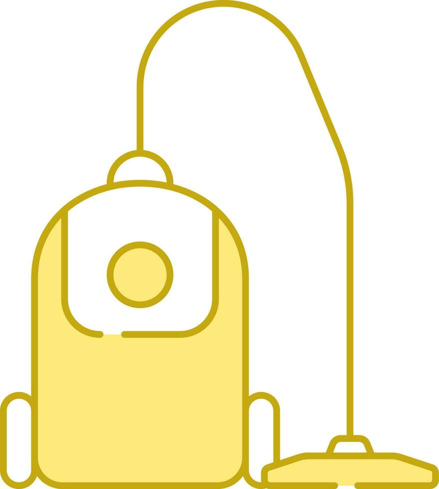 Flat Illustration Of Vacuum Cleaner Yellow And White Icon. vector