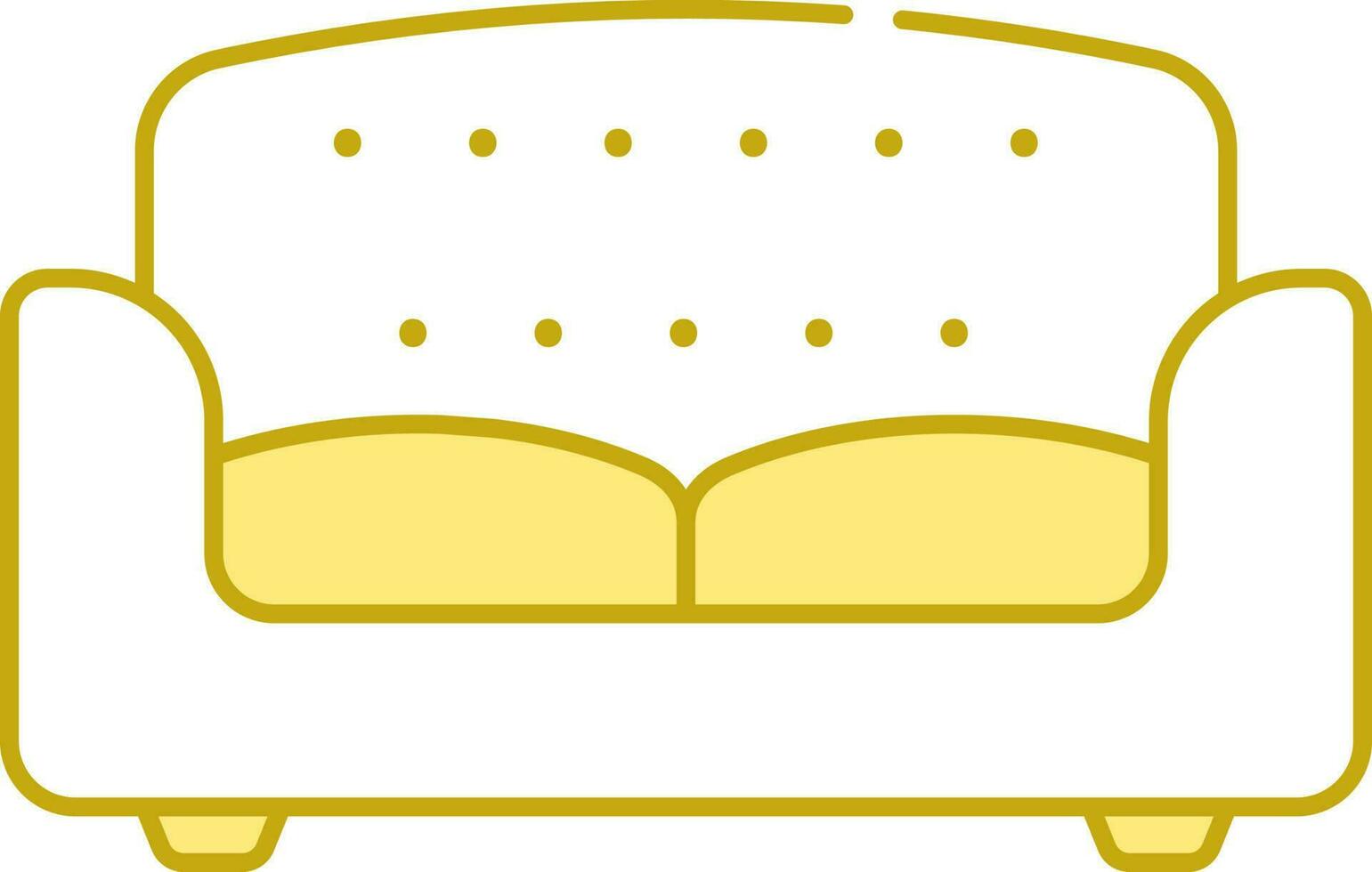 Flat Style Double Seat Sofa Yellow And White Icon. vector