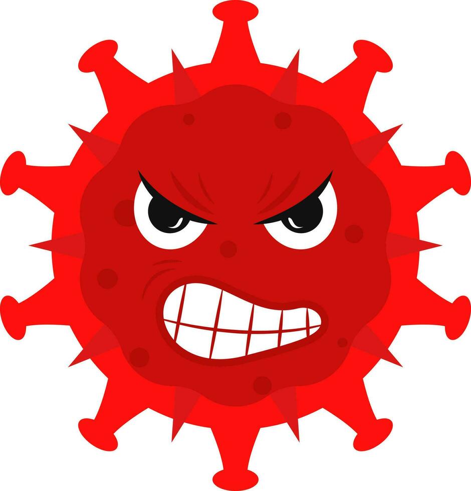 Angry Virus Mascot Red Icon Or Symbol. vector