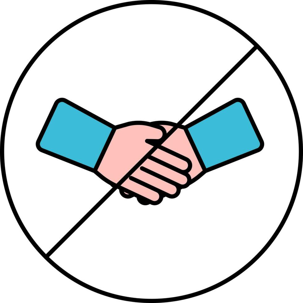 No Hand Shake Icon In Pink And Blue Color. vector