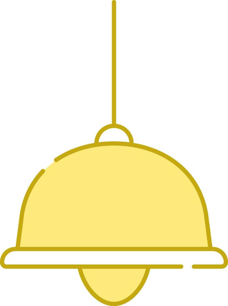 Isolated Pendant Bowler Lamp Icon In Yellow Color. vector