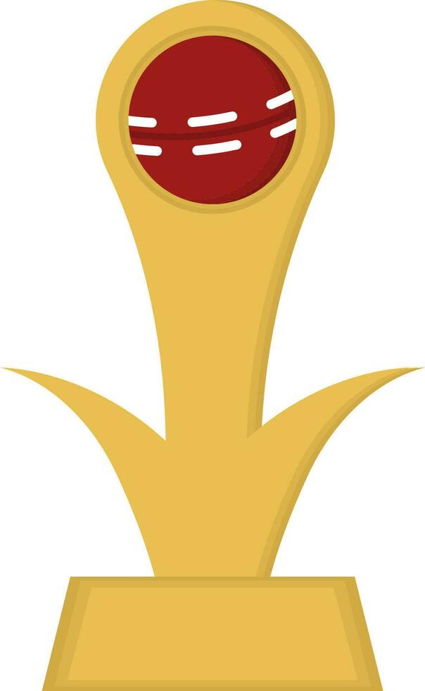 Flat Cricket Ball Trophy Red And Yellow Icon. vector