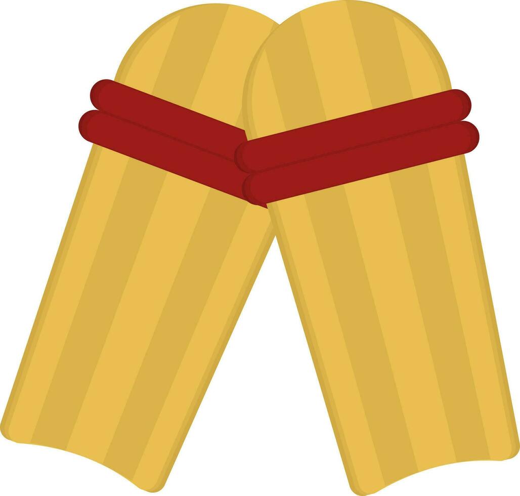 Flat Style Cricket Knee Pad Icon In Yellow And Red Color. vector