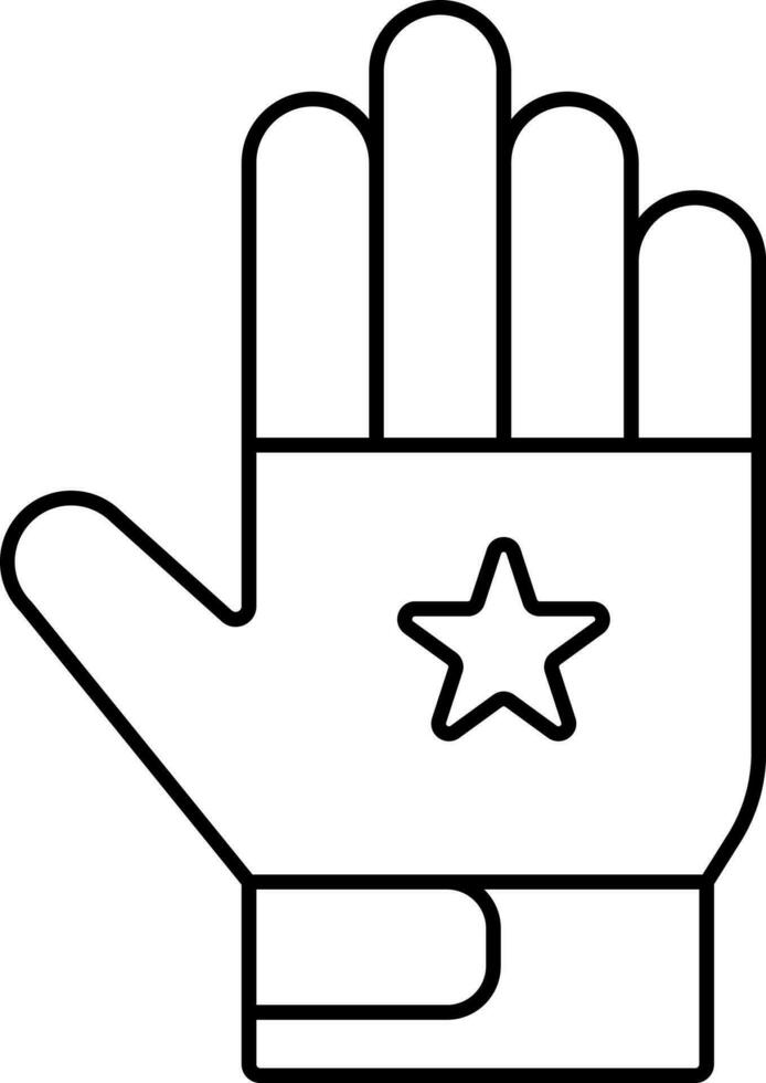 aislado guantes icono en negro línea Arte. vector