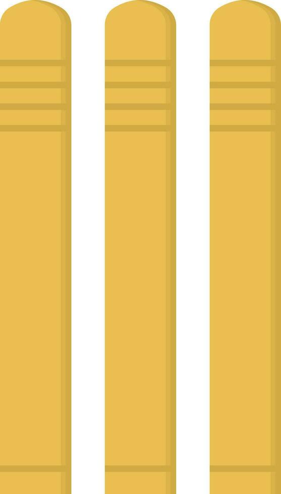 Flat Style Wicket Stick Icon In Yellow Color. vector