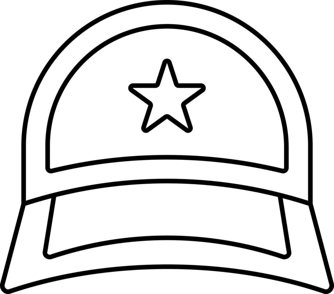 Isolated Cap Icon In Black Stroke Icon. vector