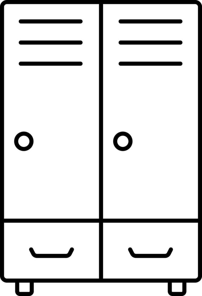 Locker Cupboard Black Thin Line Art Icon. vector