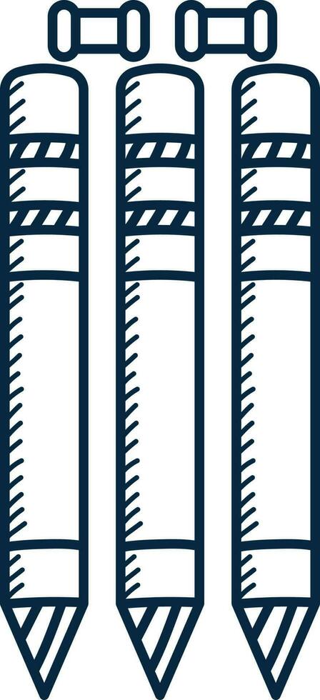 Blue Outline Illustration Of Wicket Stump Icon. vector