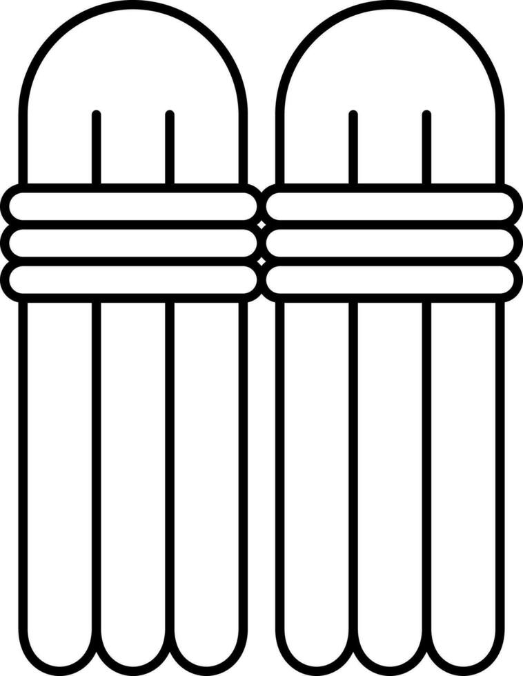 Isolated Cricket Pads Icon In Black Line Art. vector