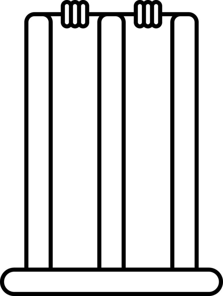 Cricket Stumps With Bails Icon In Black Outline. vector