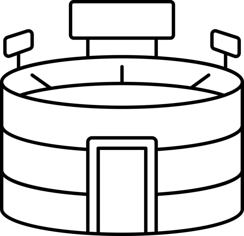 Black Linear Style Stadium Icon In Line Art. vector