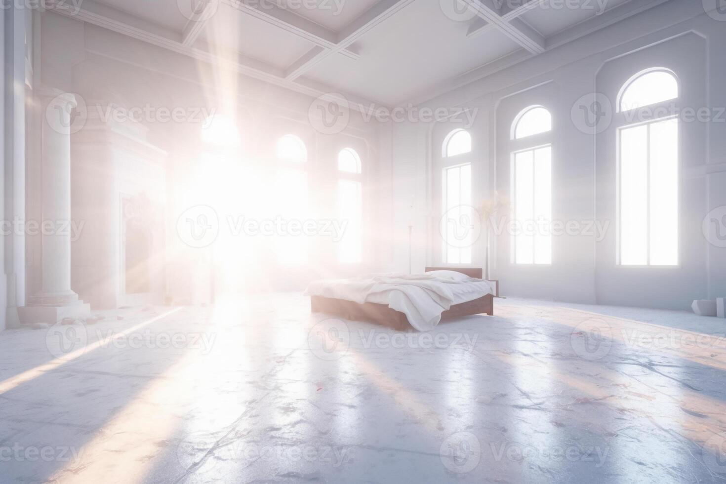 The holy light in white bedroom at the white morning. photo