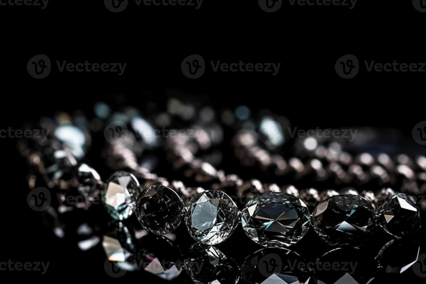 Diamonds on black background copyspace. photo