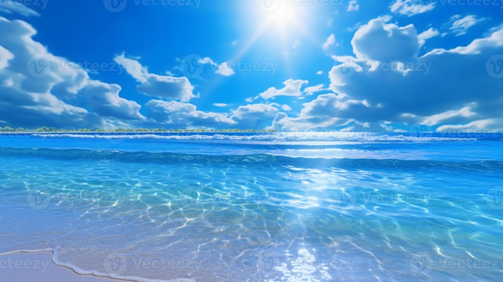 A beautiful beach with crystal blue water and white sand. photo