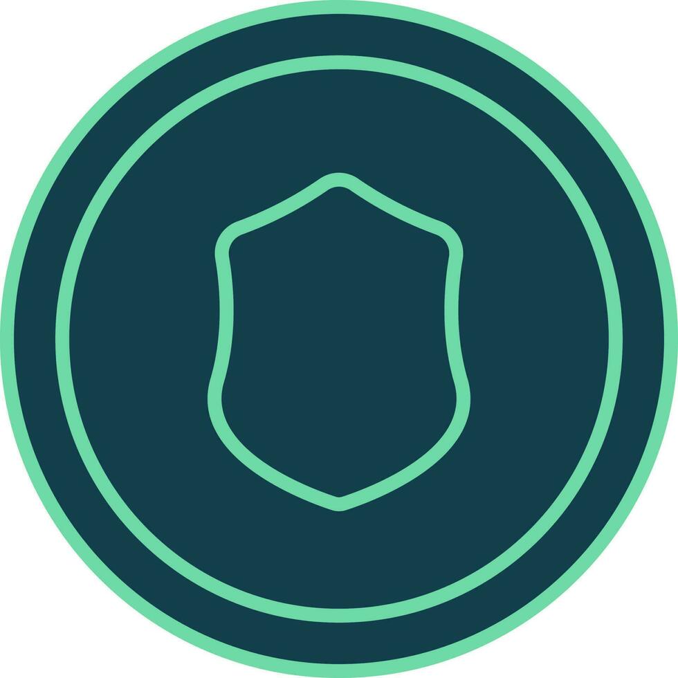 Shield Symbol Circle Icon In Teal Color. vector