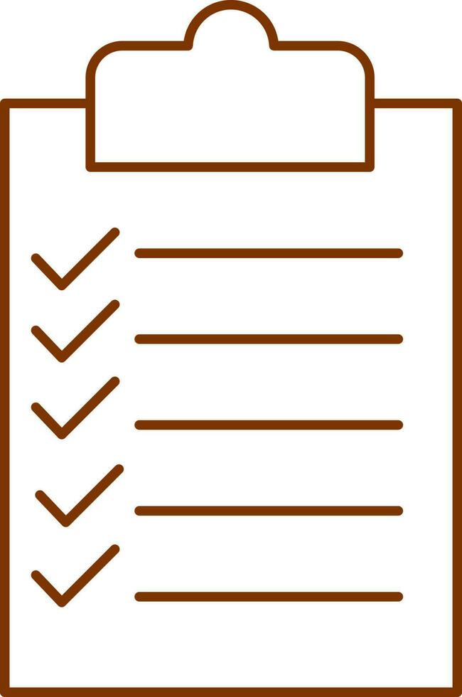 Brown Thin Linear Of Checklist Icon. vector