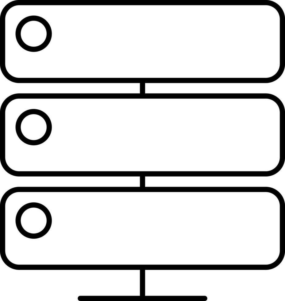 Black Thin Linear Of Server Icon. vector