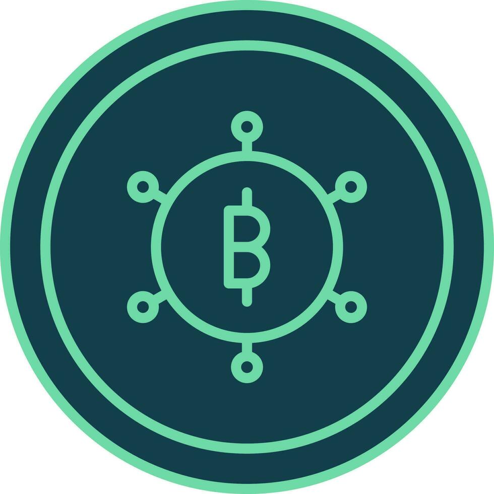 Bitcoin Chain Or Networking Symbol Circle Icon In Green Color. vector