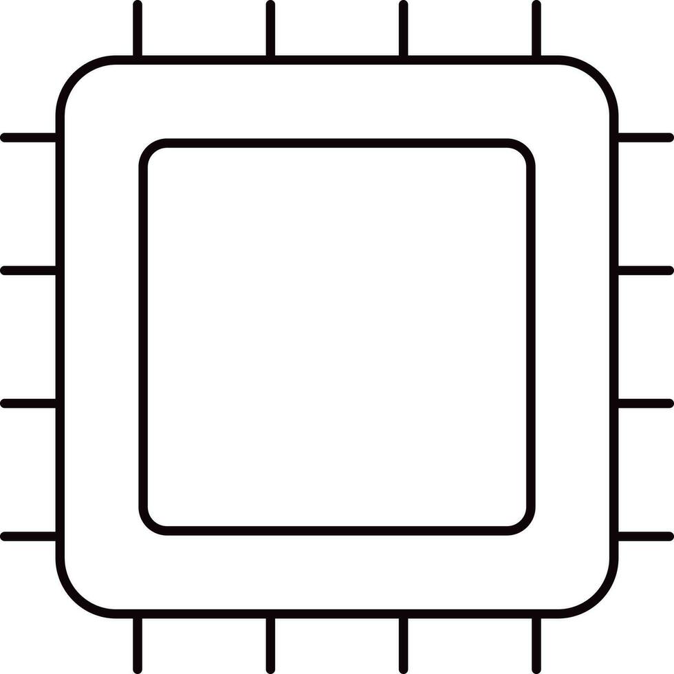 Black Line Art Illustration Of Microchip Icon. vector