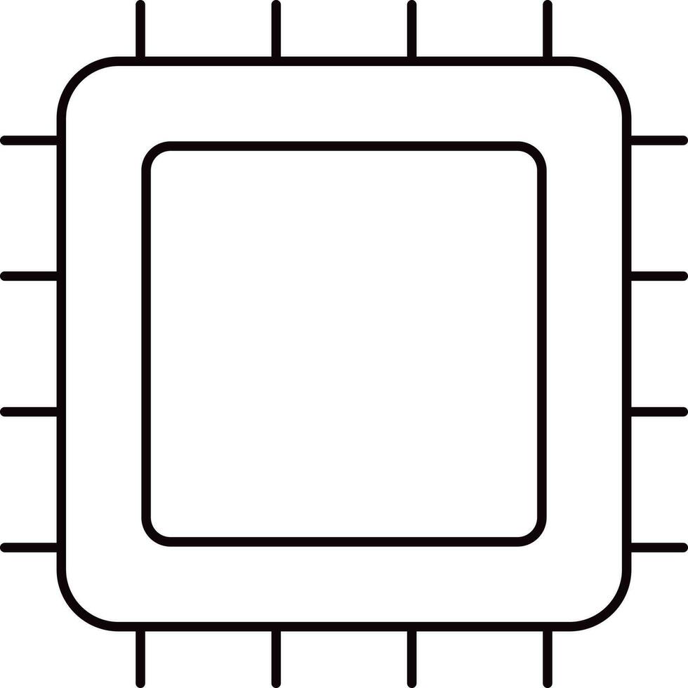 Black Line Art Illustration Of Microchip Icon. vector