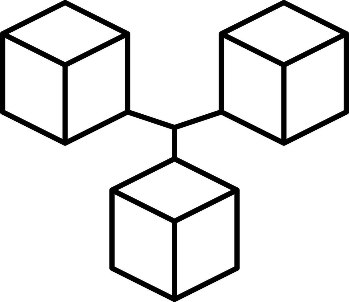 Black Linear Of Blockchain Icon Or Symbl. vector