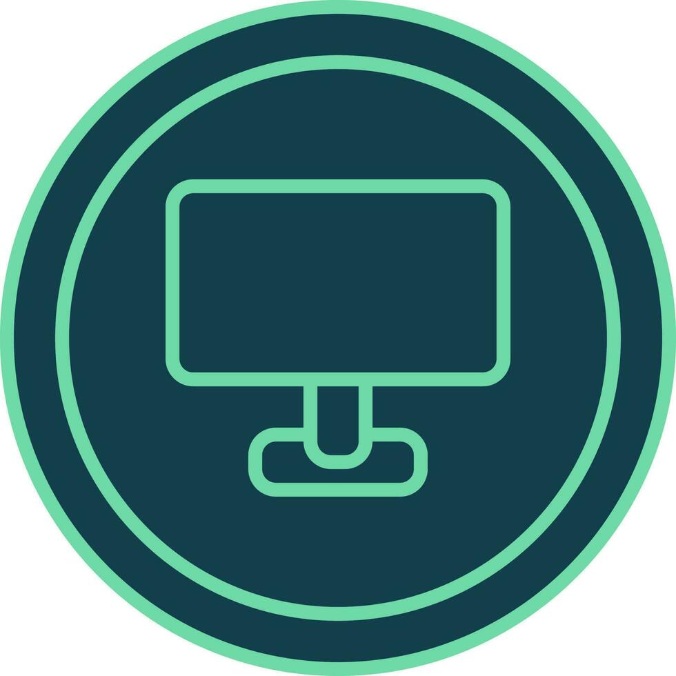 Monitor Symbol Circle Icon In Teal Color. vector