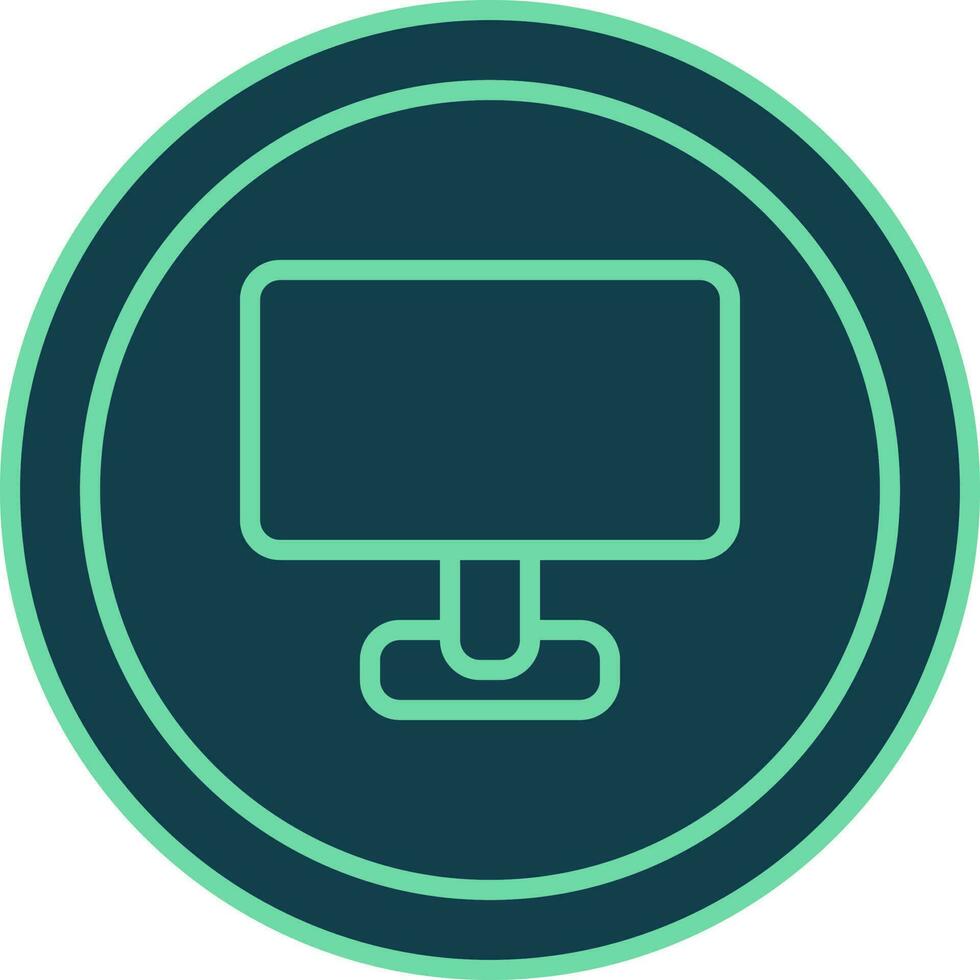 Monitor Symbol Circle Icon In Teal Color. vector