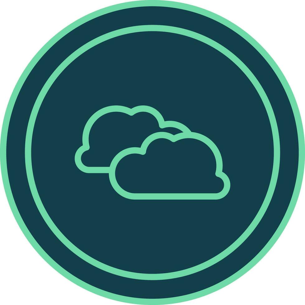Clouds Symbol Round Icon In Green Color. vector
