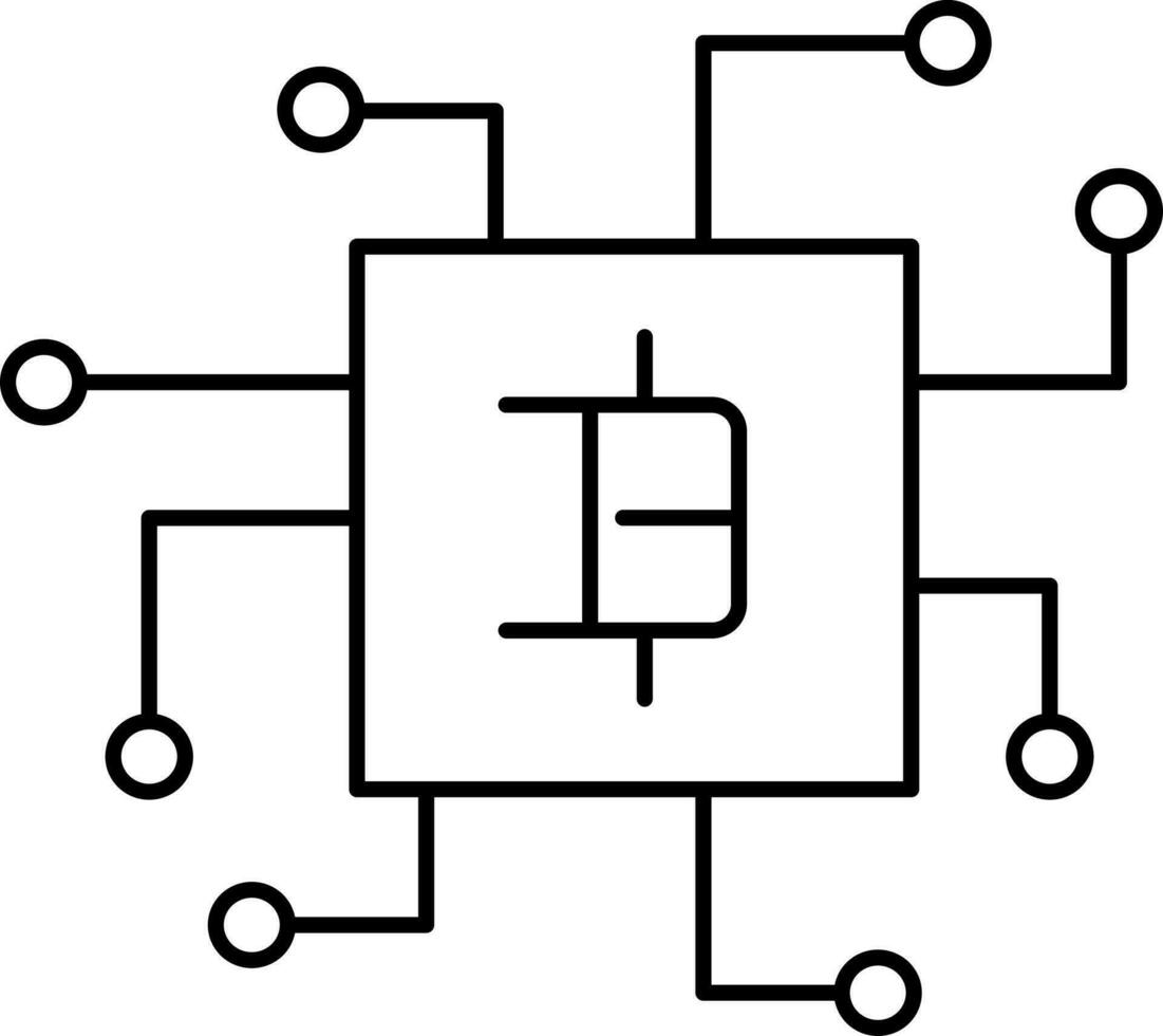 bitcoin digital moneda icono en negro lineal estilo. vector