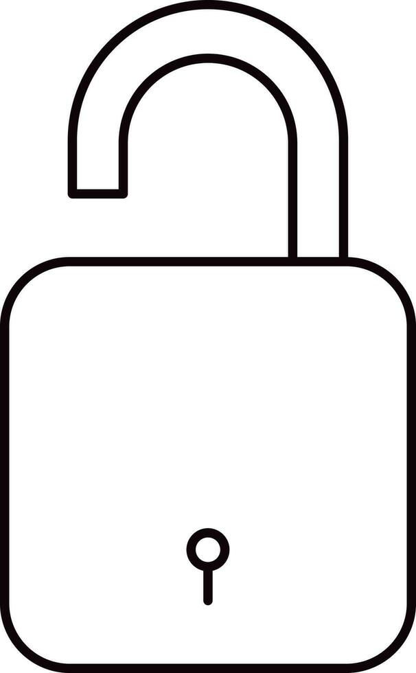 Black Line Art Illustration Of Unlock Icon. vector