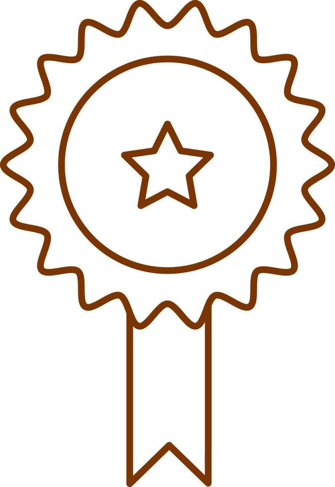 Copy Space Badge Medal Icon In Brown Line Art. vector