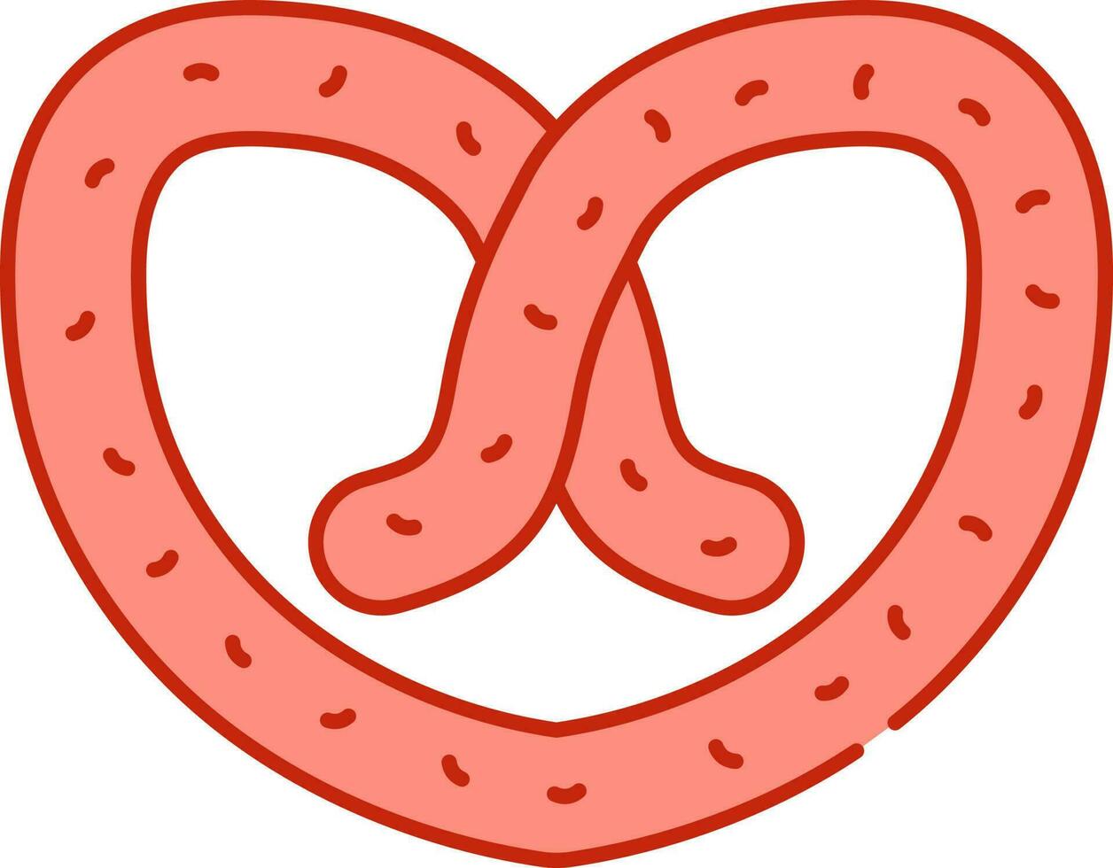 Isolated Pretzel Icon In Light Red And White Color. vector