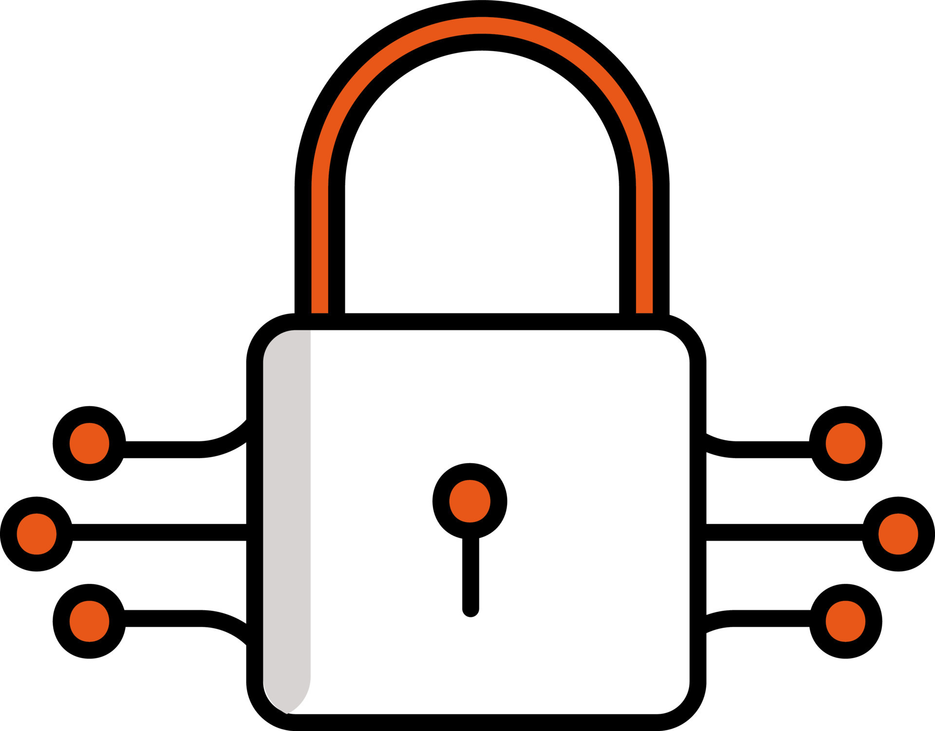 Cyber Security Icon In Orange And White Color. 24181157 Vector Art at