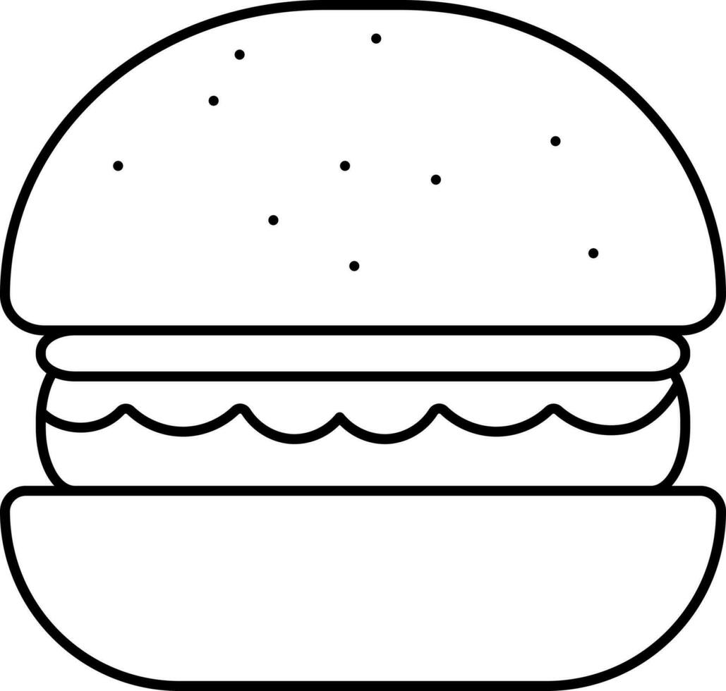 Illustration Of Burger Icon In Black Stroke. vector