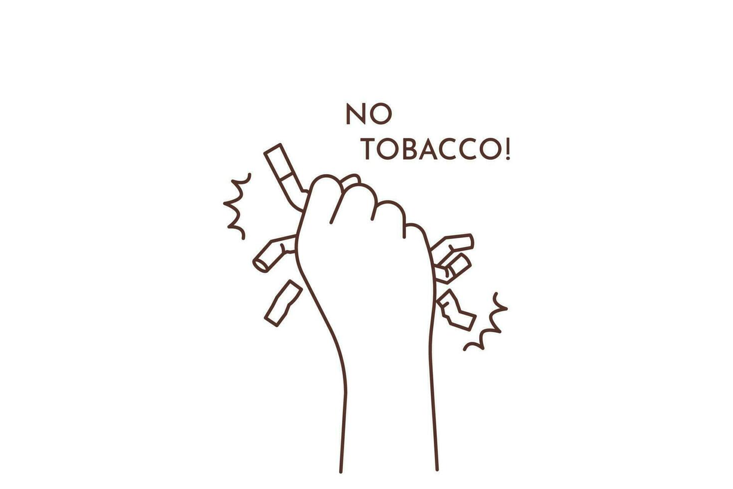 de cerca de persona mano con cigarrillos diciendo No a tabaco. fumador dejar de fumar lanzar lejos cigarrillo. malo insalubre hábito Dejar. vector ilustración.