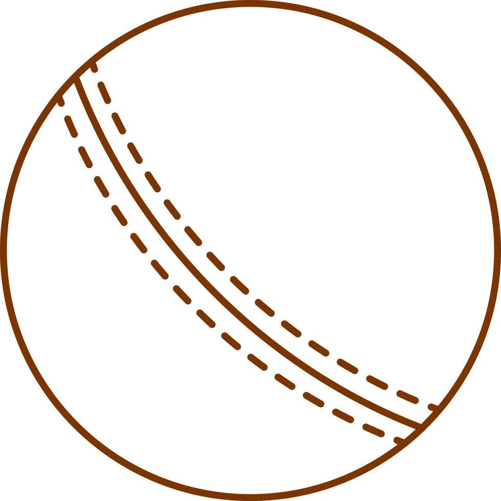Isolated Cricket Ball Icon In Brown Line Art. vector