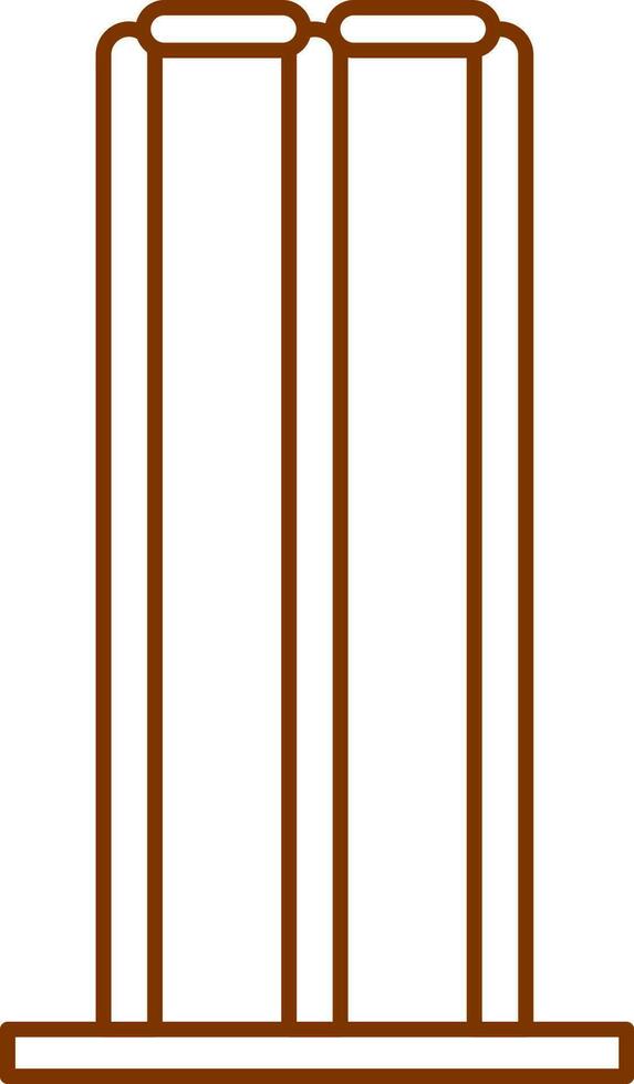 Brown Outline Of Wicket Stump Icon. vector