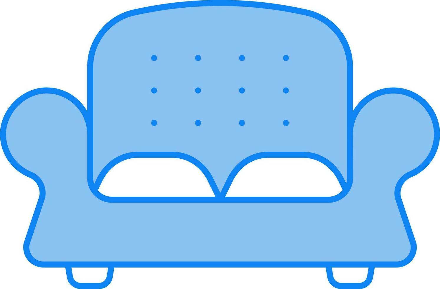 Double Seater Sofa Blue And White Icon. vector