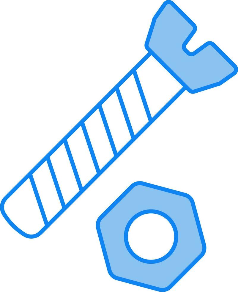 Nut And Bolt Icon In Blue And White Color. vector