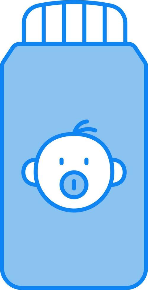 Baby Product Bottle Icon In Blue And White Color. vector