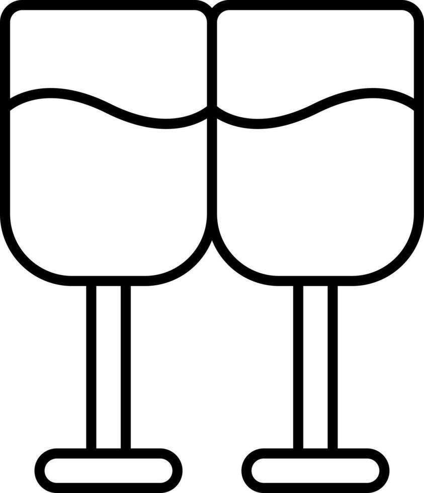 Drink Glasses Icon In Black Outline. vector