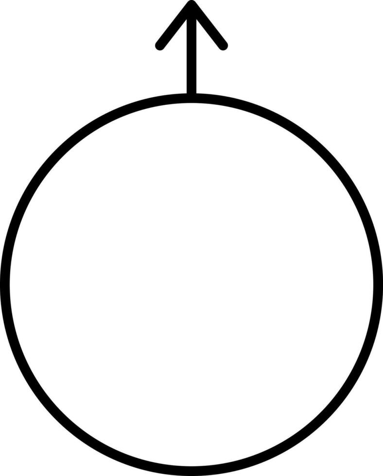Male Gender Symbol Icon In Black Line Art. vector