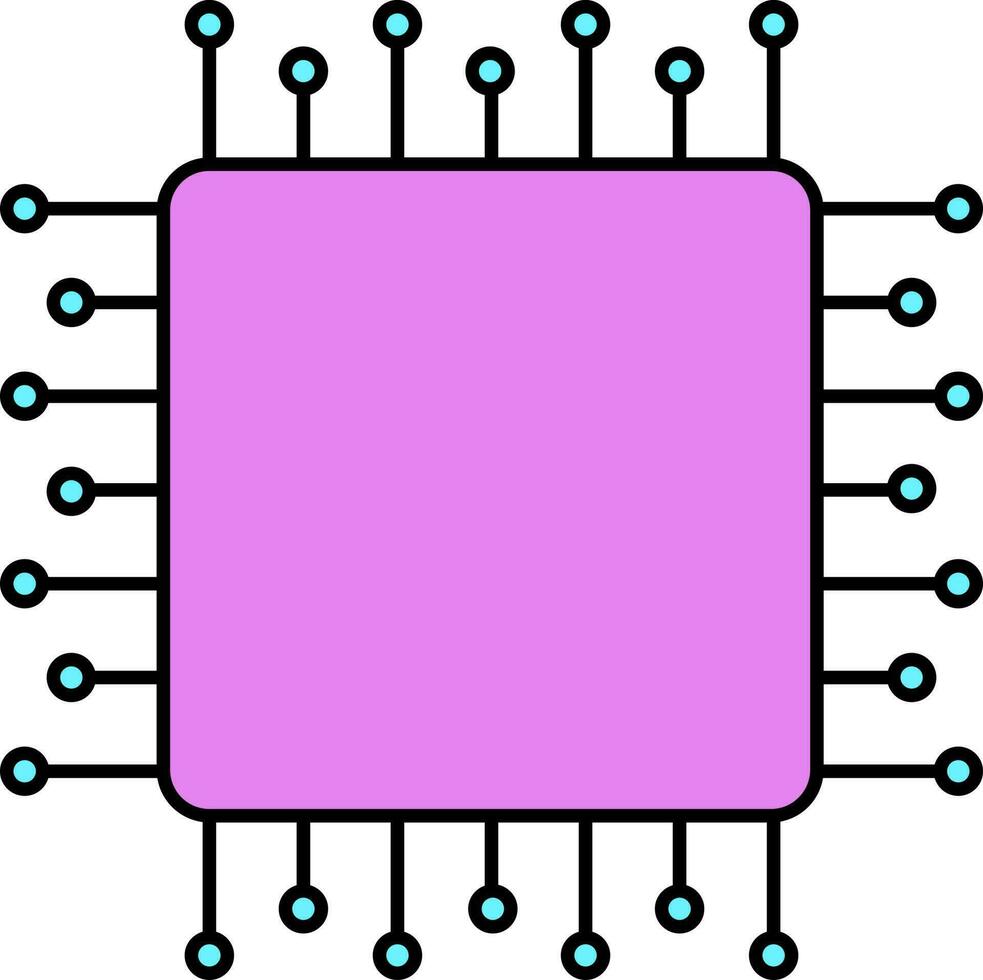 Pink Microchip Icon In Flat Style. vector